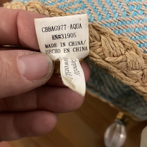 Beautiful aqua/beige purse with beaded handle Cappelli straw world brand - Picture 7 of 7